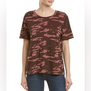 MONROW oversized burgundy camo short sleeve top XS